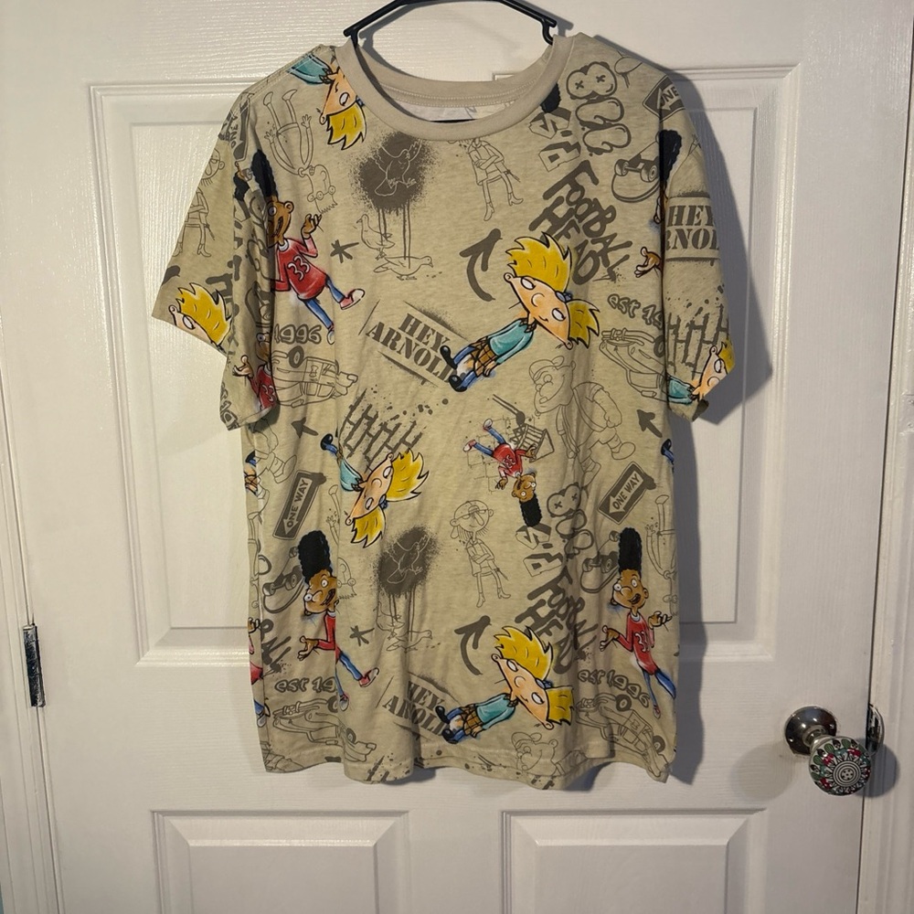 Nickelodeon Hey Arnold! Men's Graphic Tee - Beige